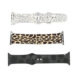 3-Pack: Engraved Flower & Leopard Print‎ Bands for Apple Watch Series